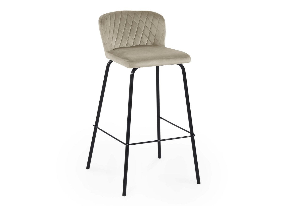 Lot de 2 tabourets de bar design en velours beige BOSCO - DécoInParis