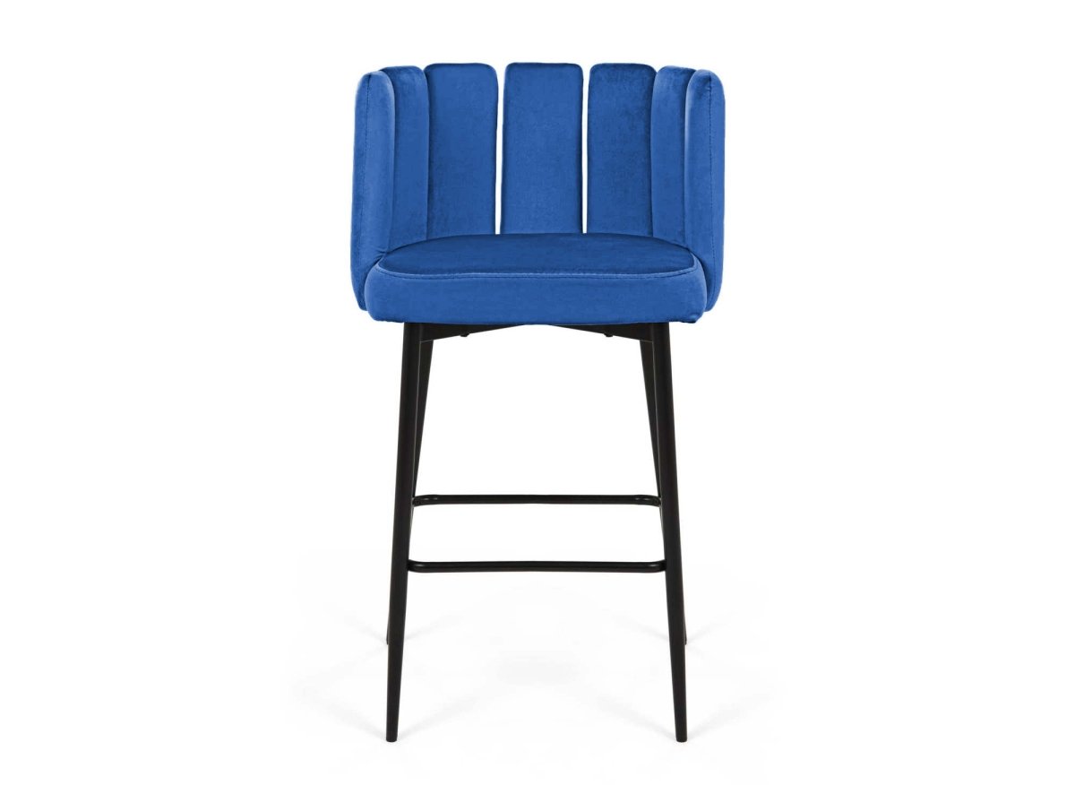 Lot de 2 tabourets de bar design en velours bleu DEBBY - DécoInParis