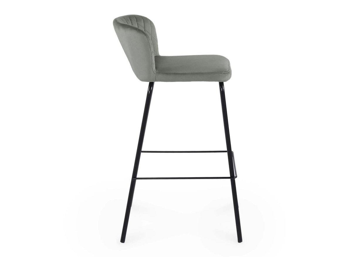 Lot de 2 tabourets de bar design en velours gris BOSCO - DécoInParis