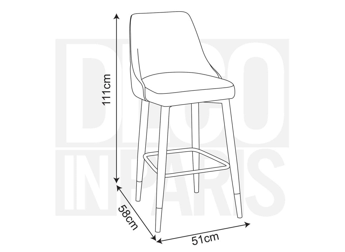 Lot de 2 tabourets de bar en velours bleu DORINA - DécoInParis