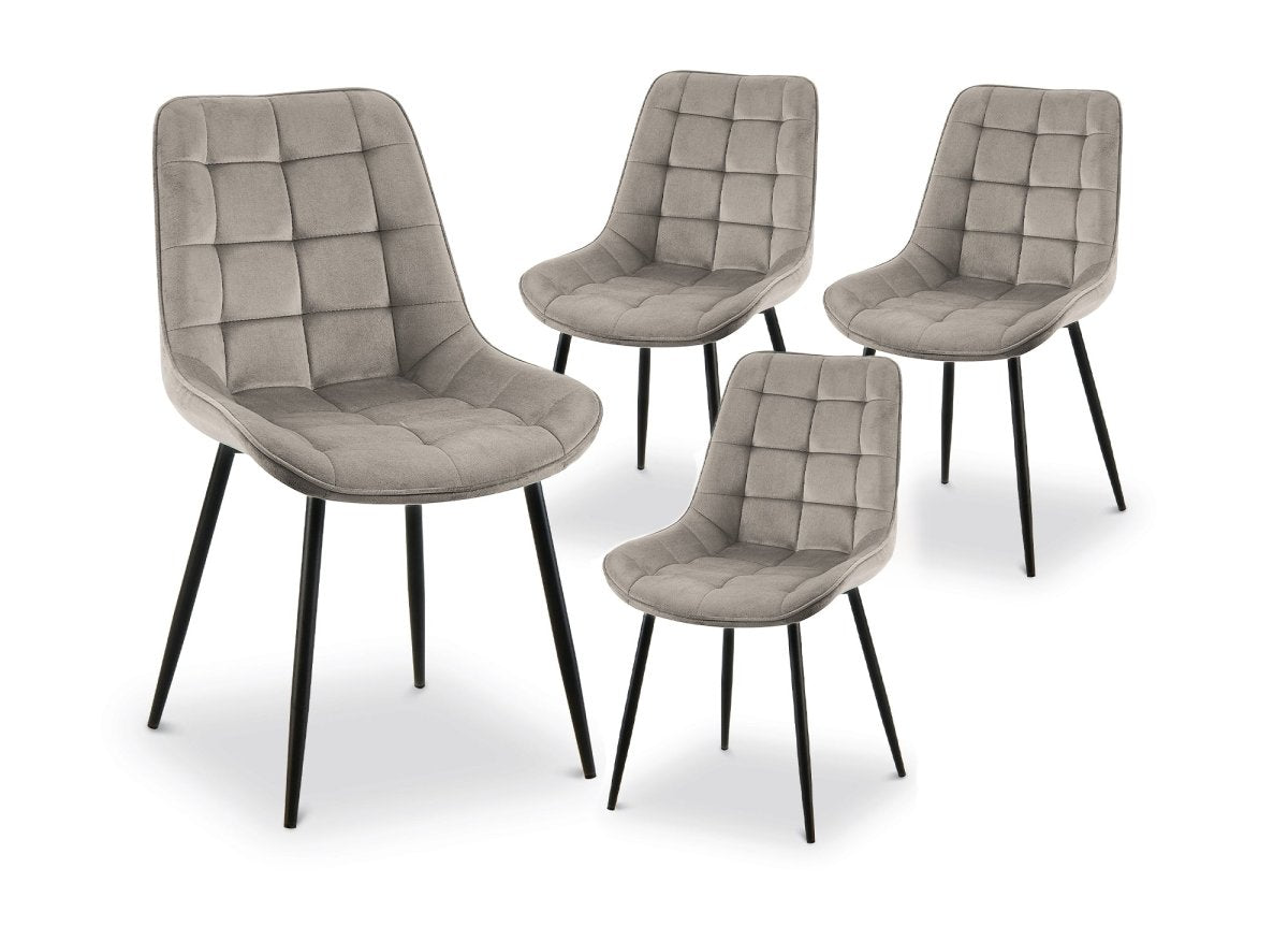Lot de 4 chaises capitonnées en velours beige SOREN - DécoInParis
