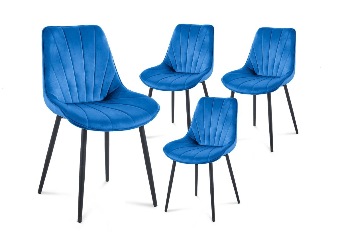 Lot de 4 chaises design en velours bleu ELOVA - DécoInParis