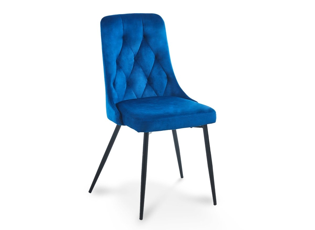Lot de 4 chaises design en velours bleu OLVEA - DécoInParis
