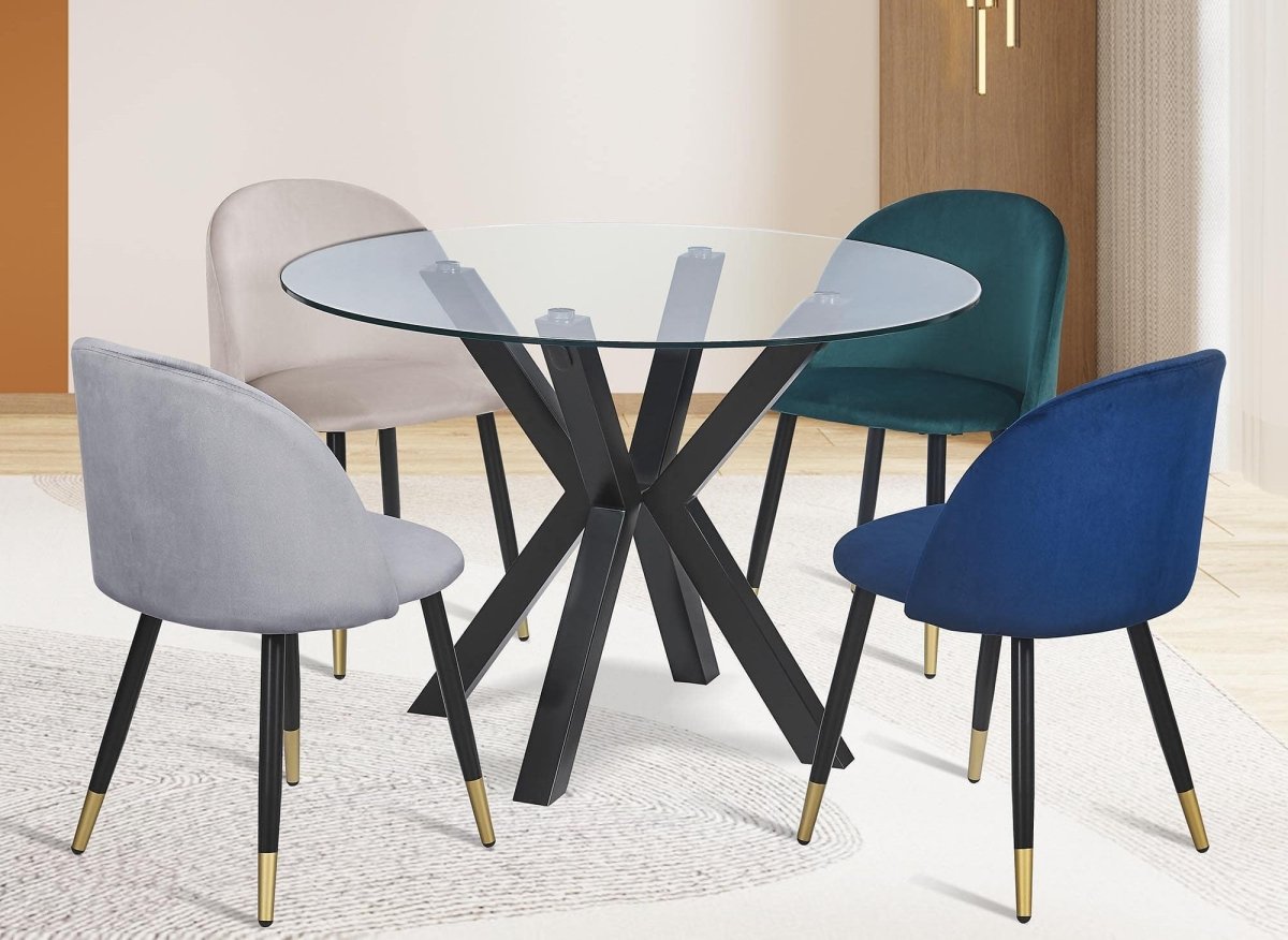 Lot de 4 chaises design en velours vert LYDIA - DécoInParis