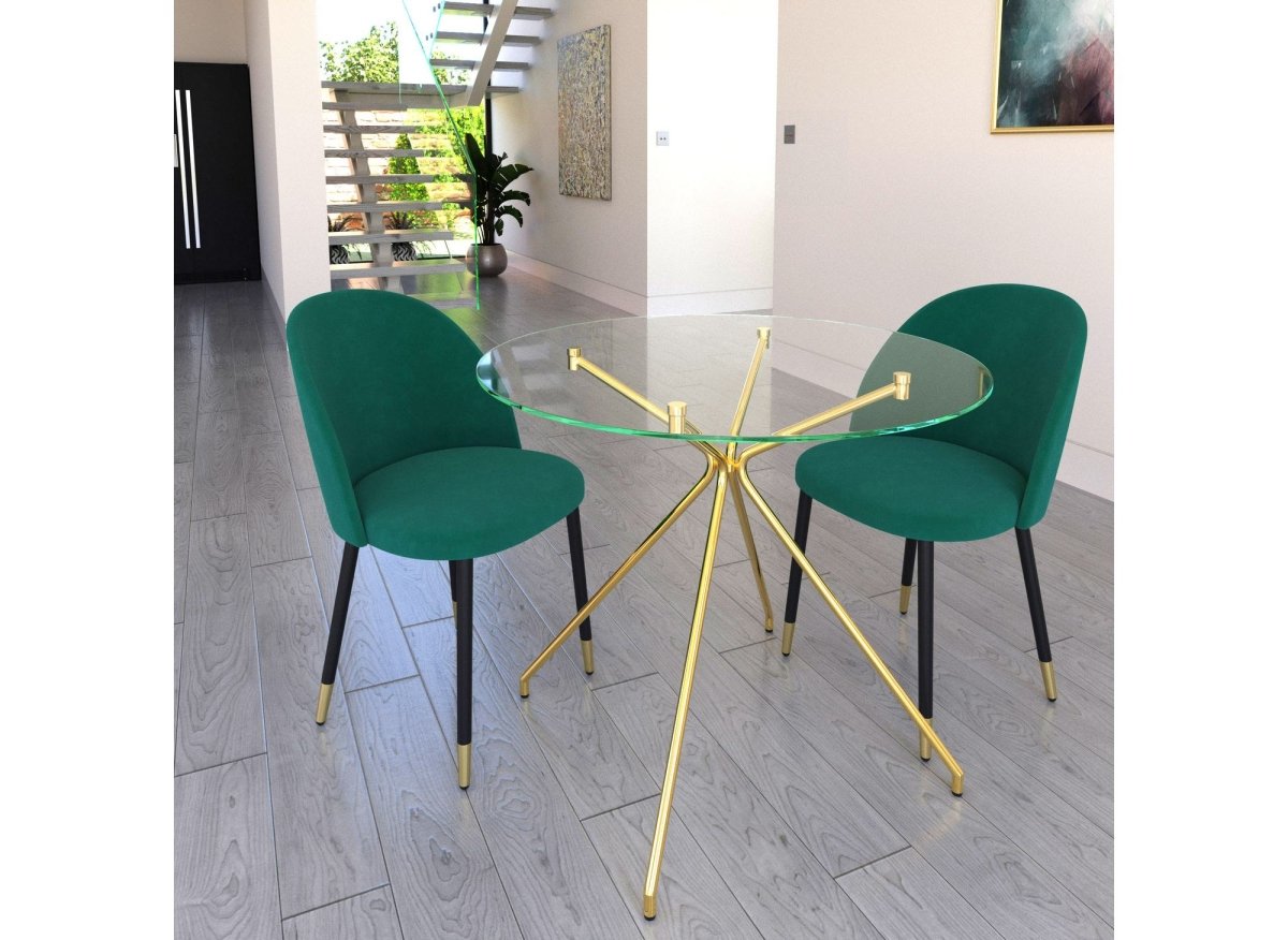 Lot de 4 chaises design en velours vert LYDIA - DécoInParis