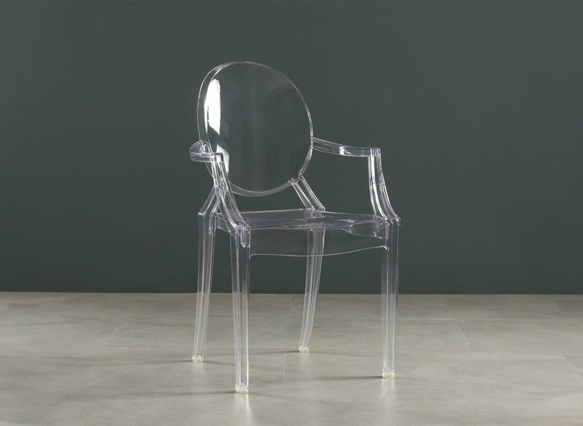 Lot de 4 chaises en plexi transparent avec accoudoirs TOLGA - DécoInParis
