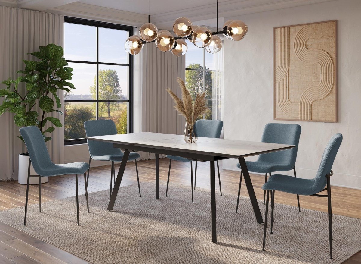 Lot de 4 chaises en tissu bleu CHERYL - DécoInParis