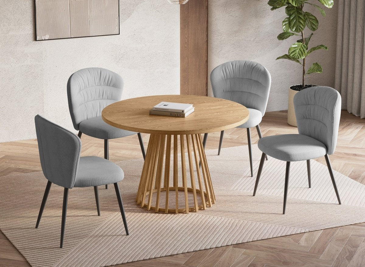 Lot de 4 chaises en velours côtelé gris DANIELA - DécoInParis