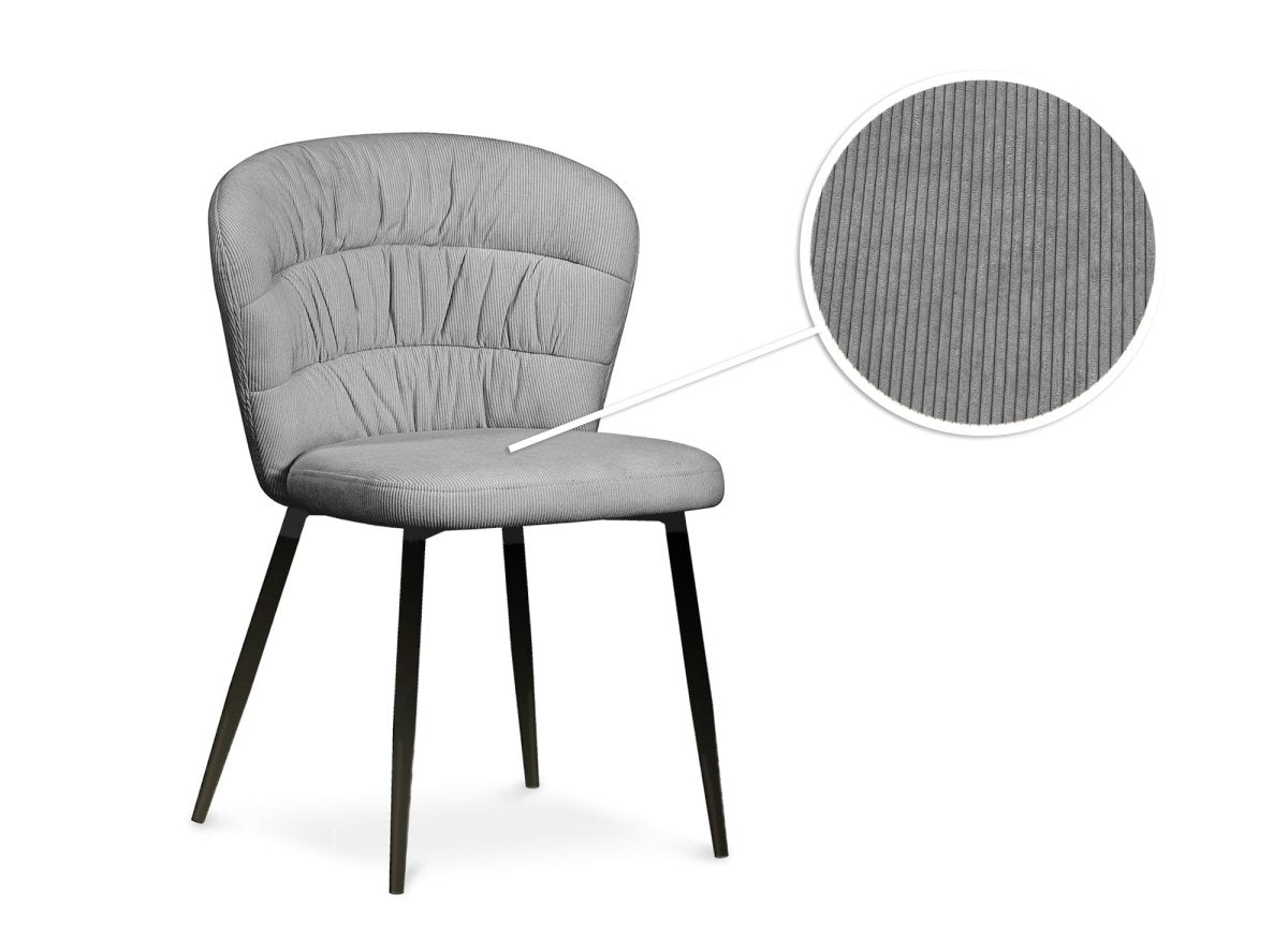 Lot de 4 chaises en velours côtelé gris DANIELA - DécoInParis