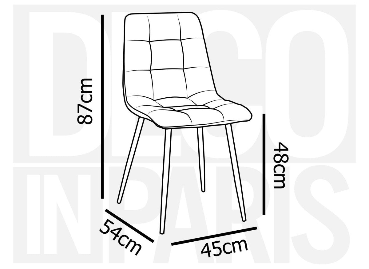 Lot de 4 chaises en velours gris capitonné JEREMI - DécoInParis