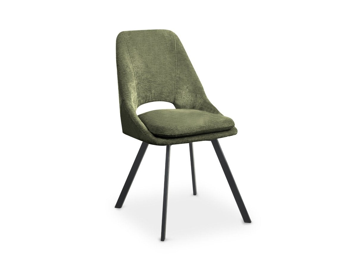 Lot de 4 chaises en velours texturé vert olive NARCISSE - DécoInParis