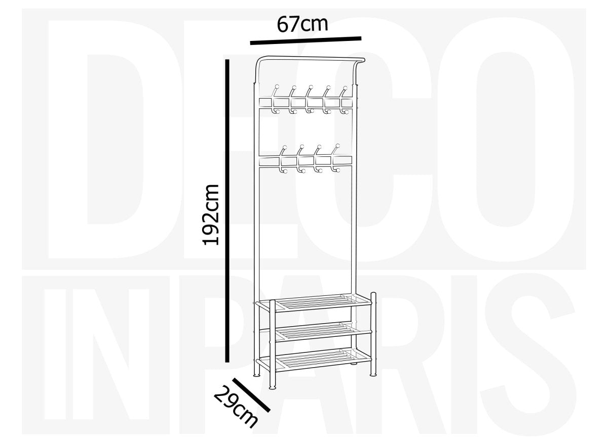 Meuble d'entrée portant avec 3 étagères en métal noir ROMAIN - DécoInParis