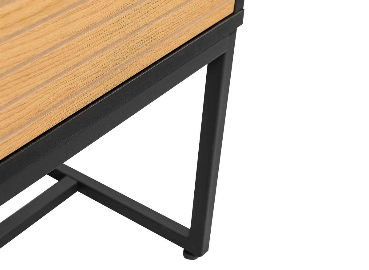 Meuble TV 2 tiroirs 1 porte en bois clair et métal noir TISSIA - DécoInParis