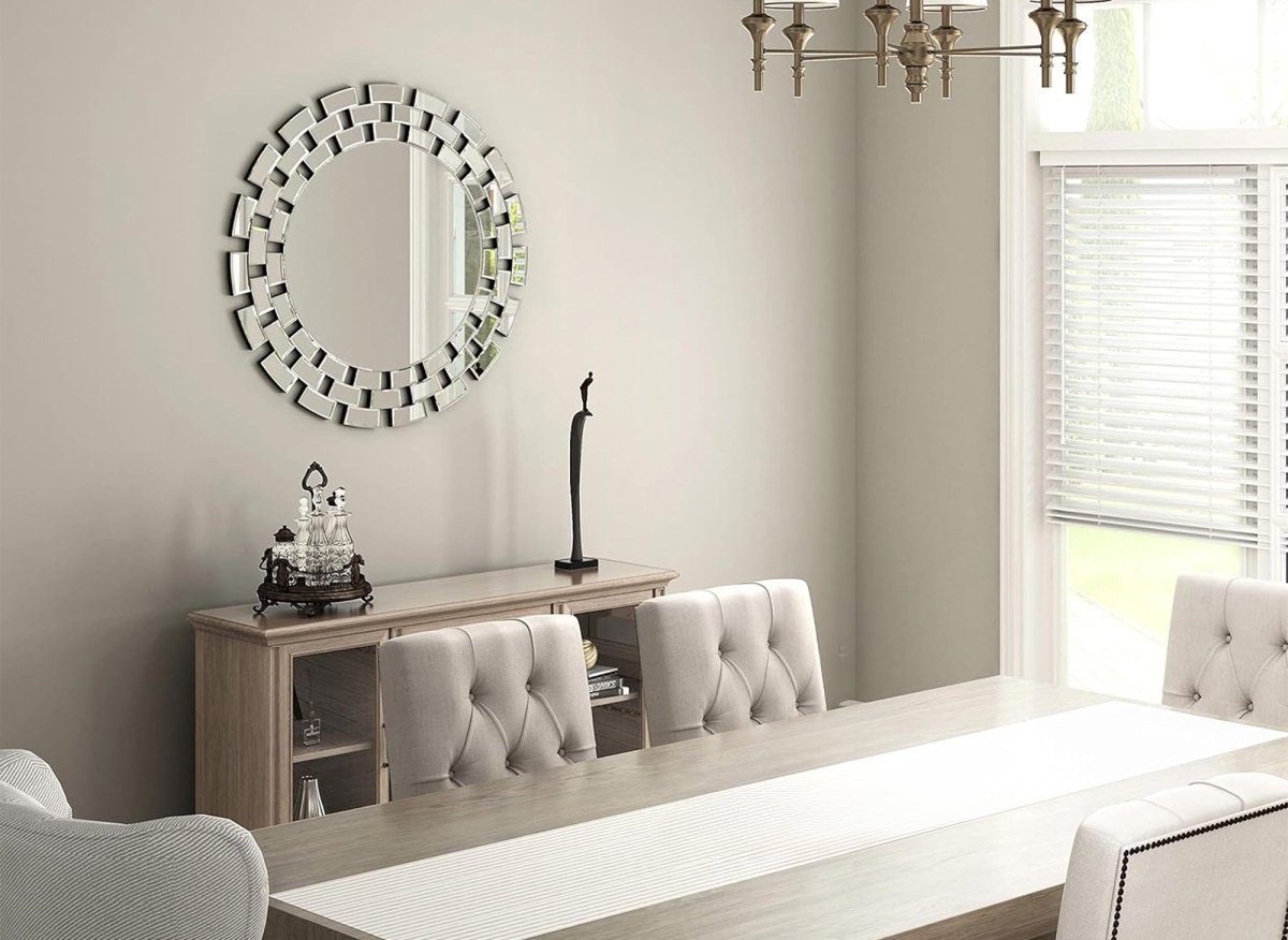 Miroir mural rond argenté 90 cm ALBA - DécoInParis