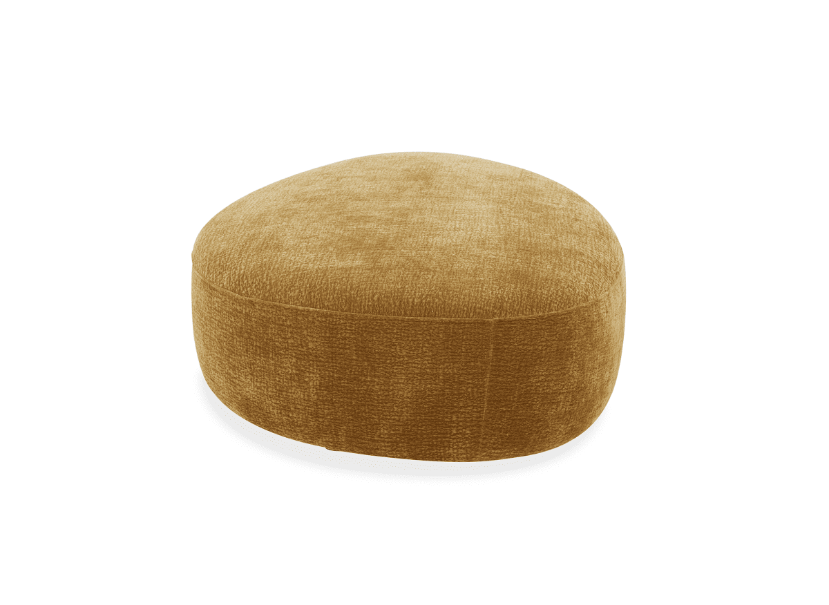 Pouf en velours tissé moutarde IMENIA - DécoInParis