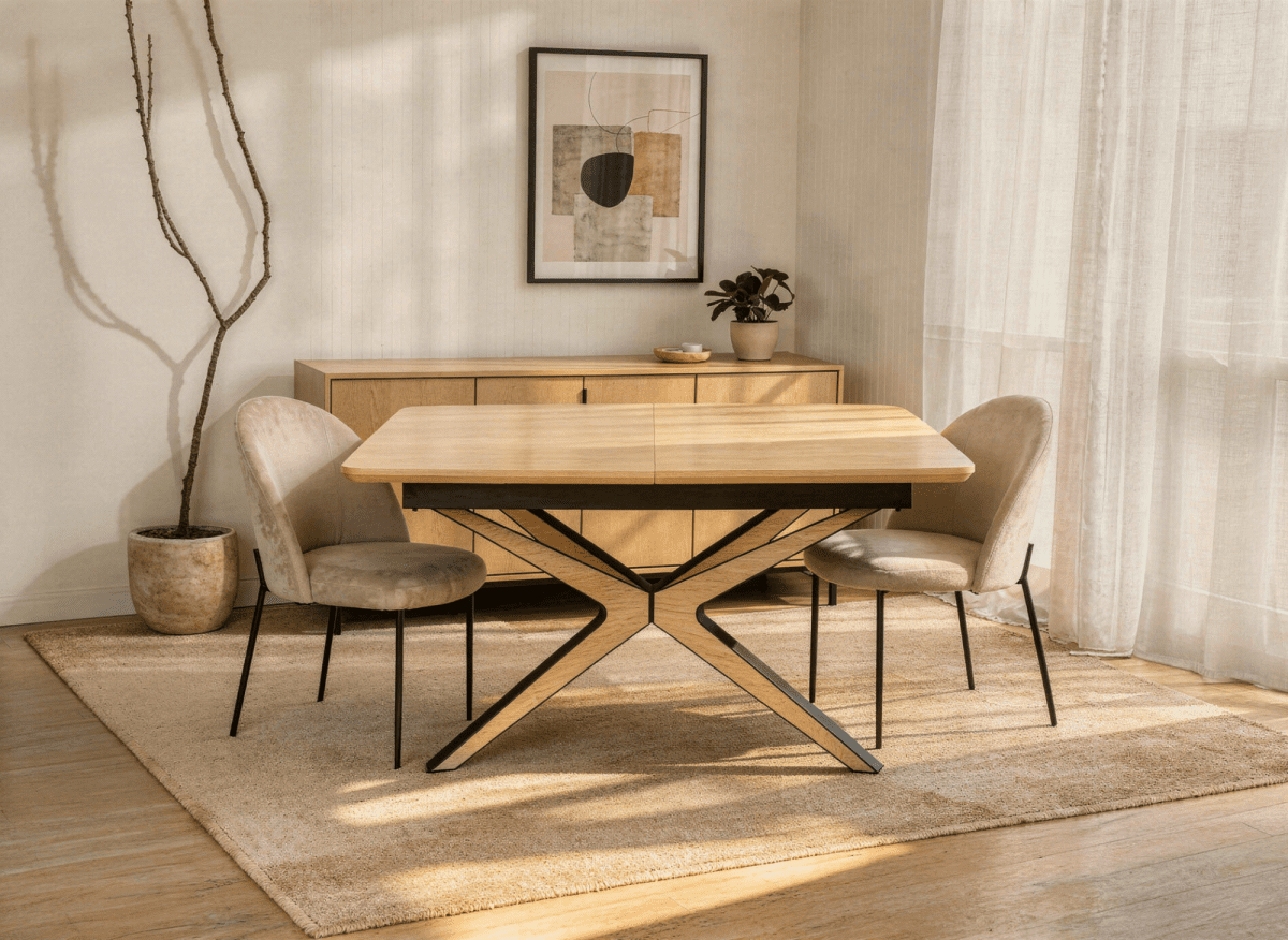 Table à manger extensible effet bois 6 - 10 personnes OXANE - DécoInParis