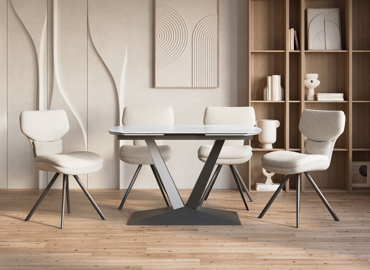 Table à manger extensible en céramique blanche 6 - 8 personnes ELIAD - DécoInParis