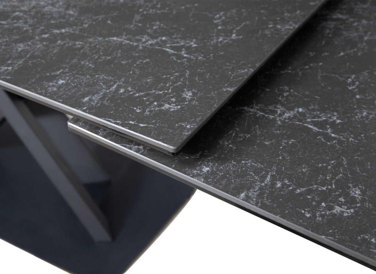 Table à manger extensible en céramique noire 6 - 10 personnes ELEGANCE - DécoInParis