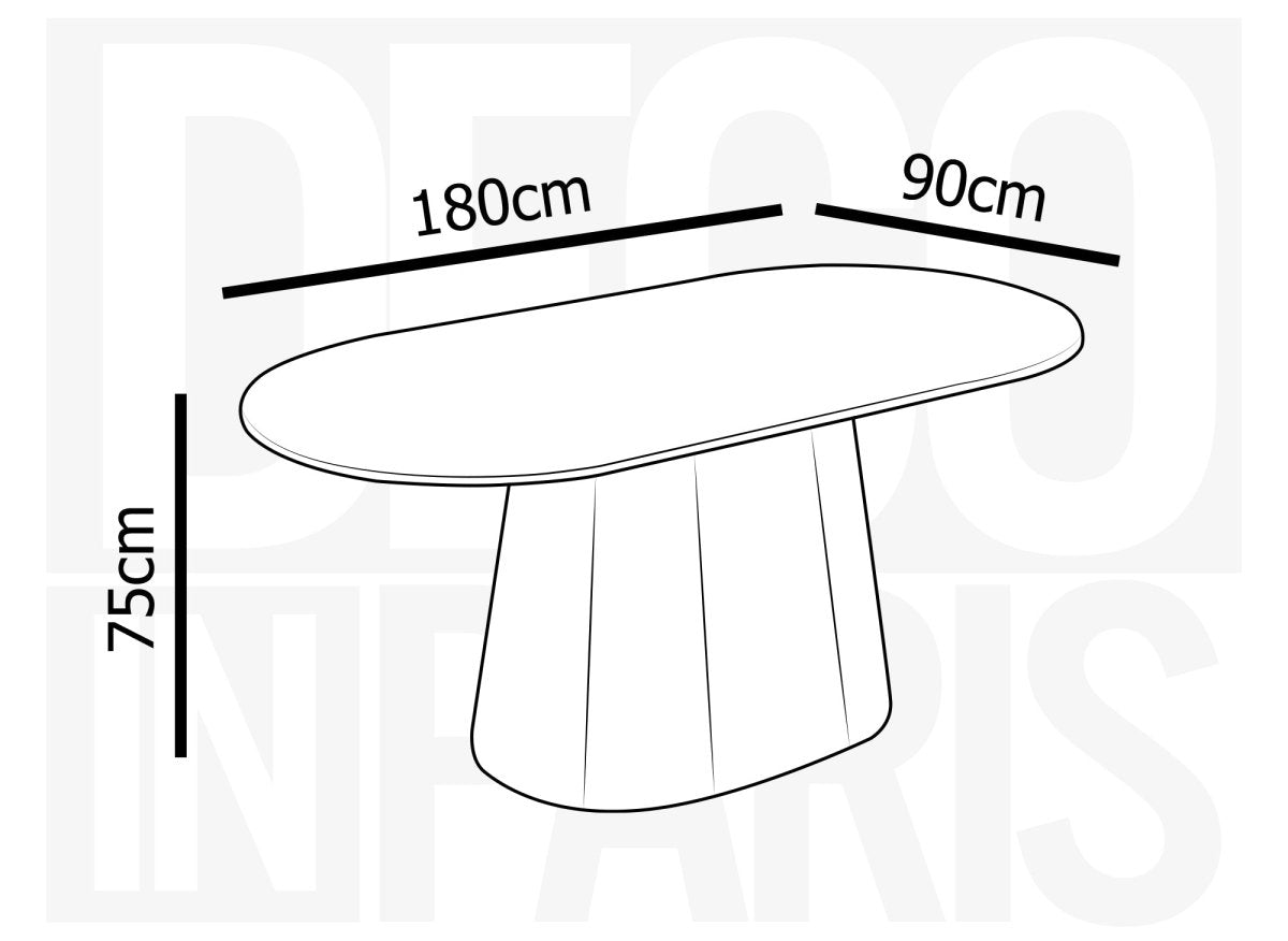 Table à manger ovale en marbre composite beige 6 personnes TIANA - DécoInParis