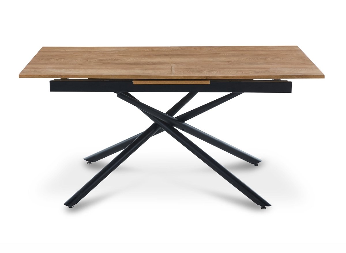 Table à manger rectangulaire à rallonge couleur chêne foncé ZORO - DécoInParis