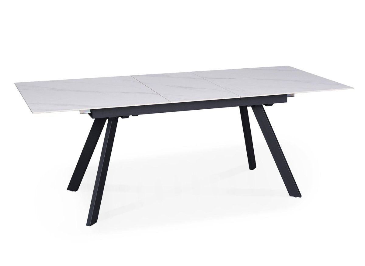 Table à manger rectangulaire extensible en céramique blanche ELYNE - DécoInParis