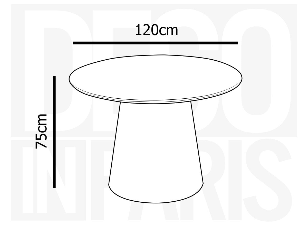 Table à manger ronde plateau effet marbre blanc 4 personnes AUBREY - DécoInParis
