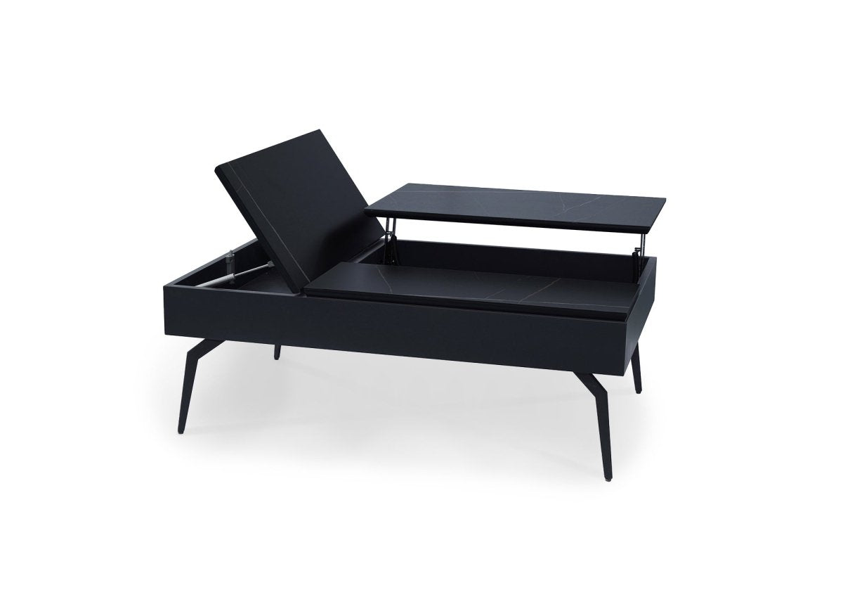 Table basse design avec plateau relevable en céramique noir SILVANA - DécoInParis
