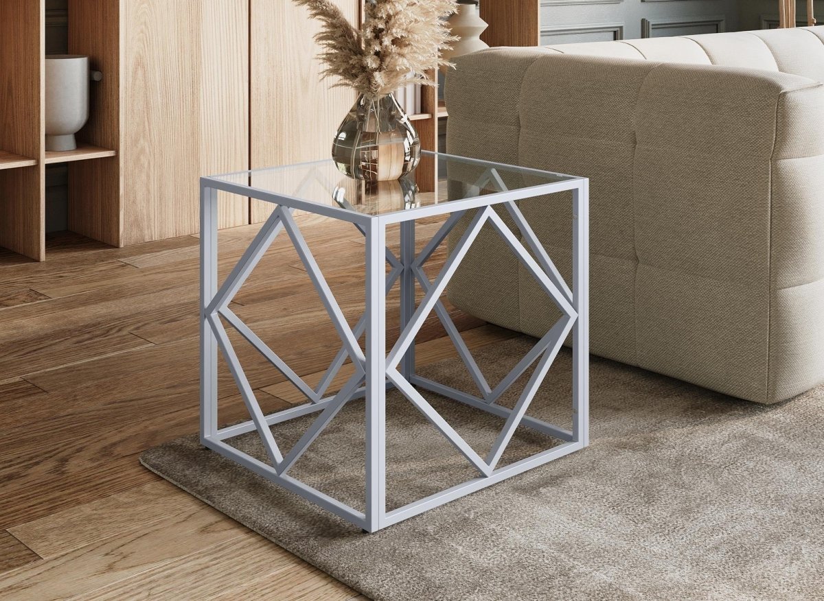 Table basse design en verre et métal carrée ELIO - DécoInParis