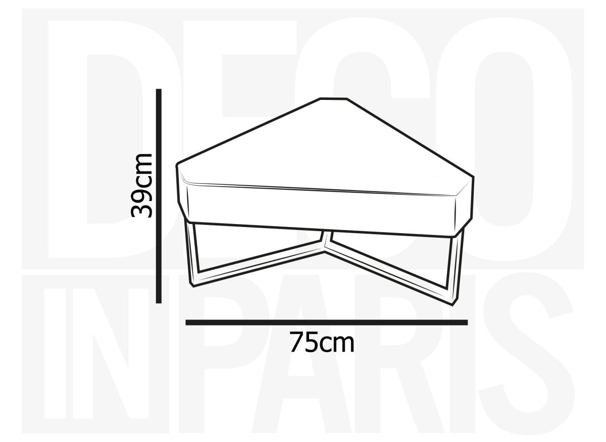 Table basse triangulaire blanche avec plateau pivotant et rangement SOLINE - DécoInParis