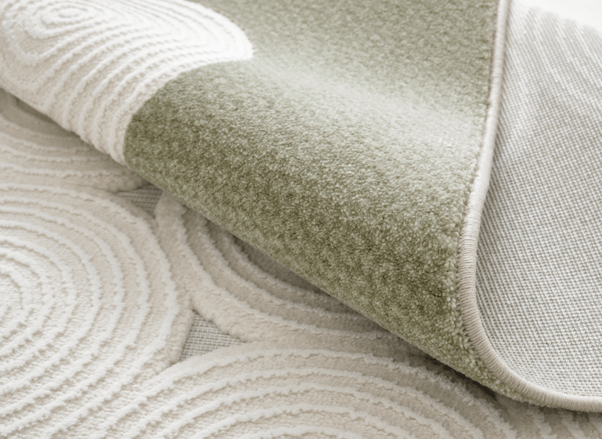 Tapis à motifs rond blanc écru 154 x 230 cm CLARA - DécoInParis