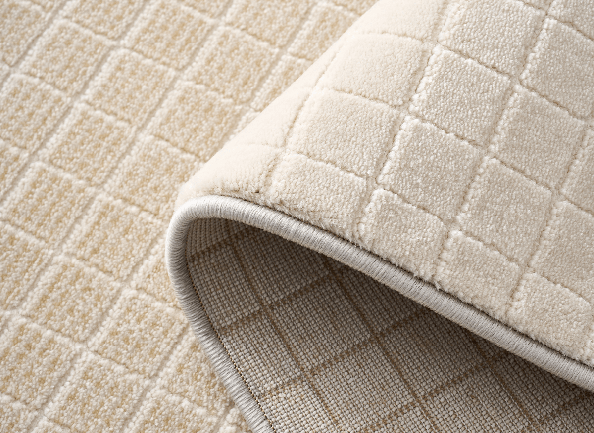 Tapis beige à petits carreaux 160 x 230 cm TALO - DécoInParis