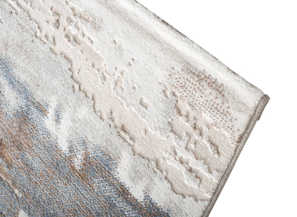 Tapis beige et bleu à motifs graphiques 200 x 290 cm MOSCOU - DécoInParis