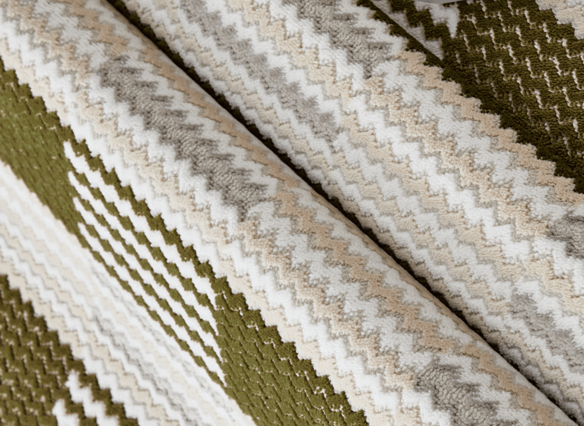 Tapis blanc à motifs carrés verts 160 x 230 cm THEOA - DécoInParis