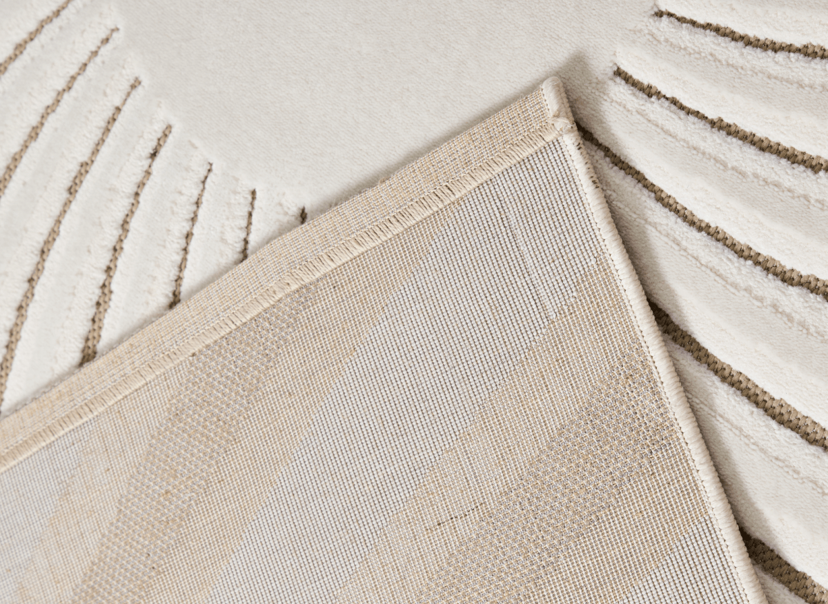 Tapis blanc écru à motifs circulaires beiges 160 x 230 cm ALEO - DécoInParis