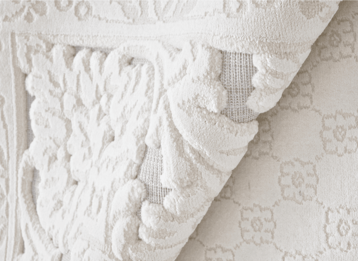 Tapis blanc écru effet moulure parisienne 154 x 230 cm CESAR - DécoInParis