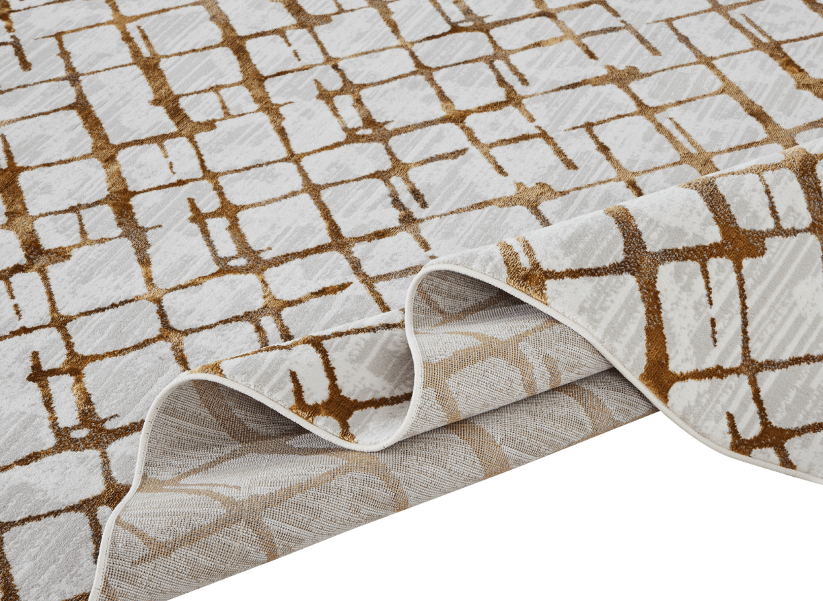 Tapis géométrique taupe et marron 160 x 230 cm LATTICE - DécoInParis