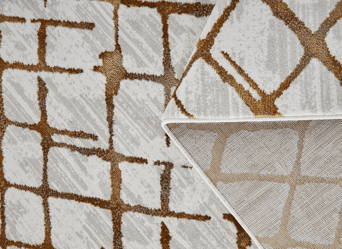 Tapis géométrique taupe et marron 160 x 230 cm LATTICE - DécoInParis