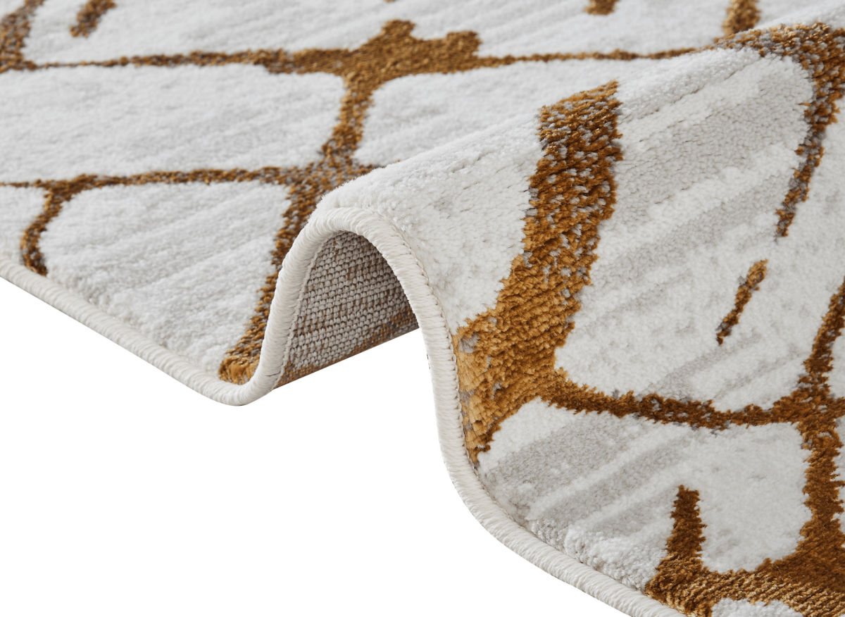 Tapis géométrique taupe et marron 160 x 230 cm LATTICE - DécoInParis