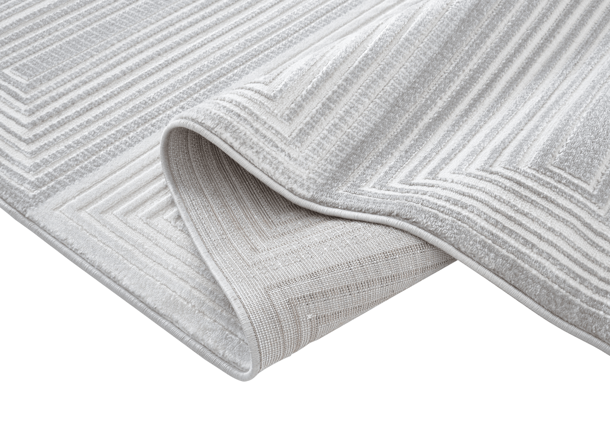 Tapis graphique art déco gris et blanc 160 x 230 cm HALL - DécoInParis