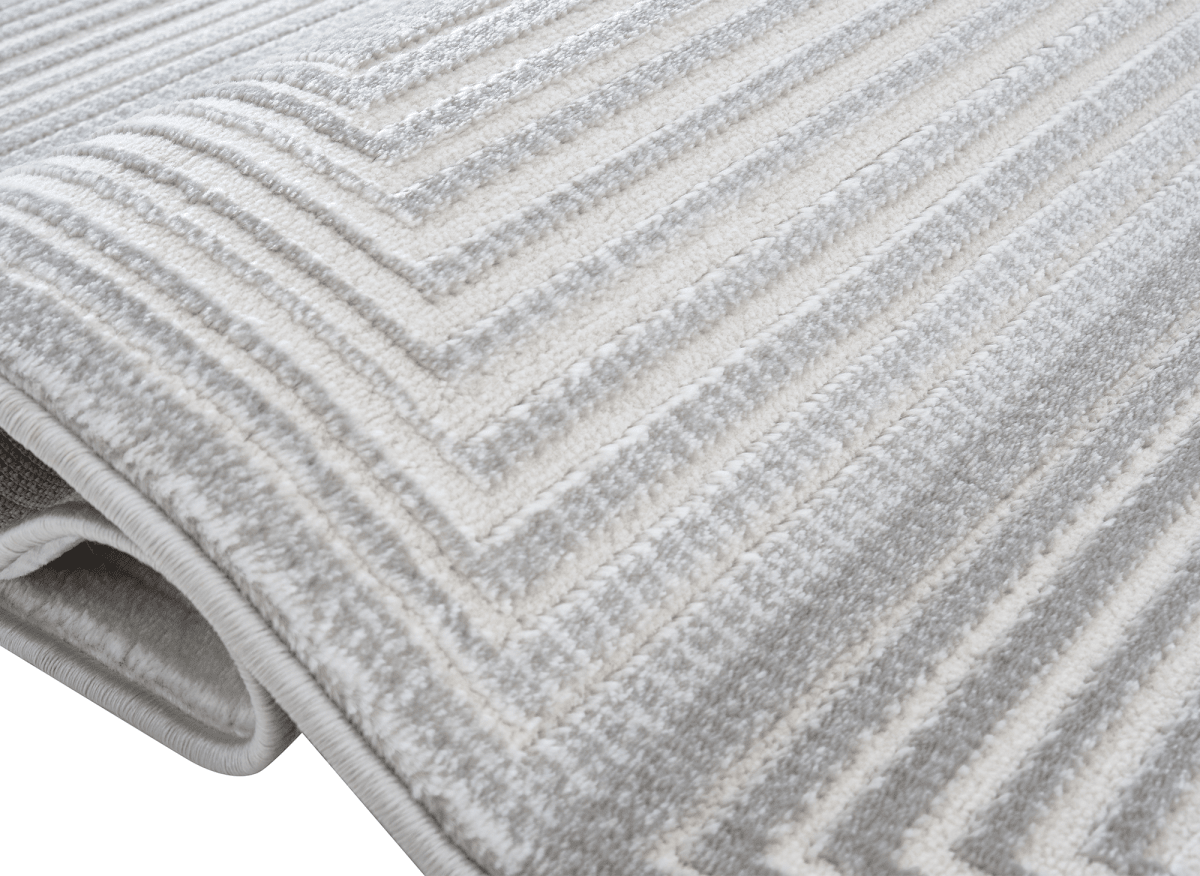 Tapis graphique art déco gris et blanc 200 x 290 cm HALL - DécoInParis