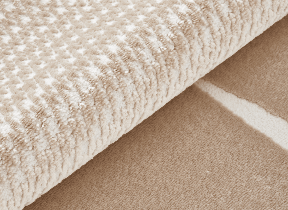 Tapis minimaliste beige et blanc 160 x 230 cm RIBBON - DécoInParis