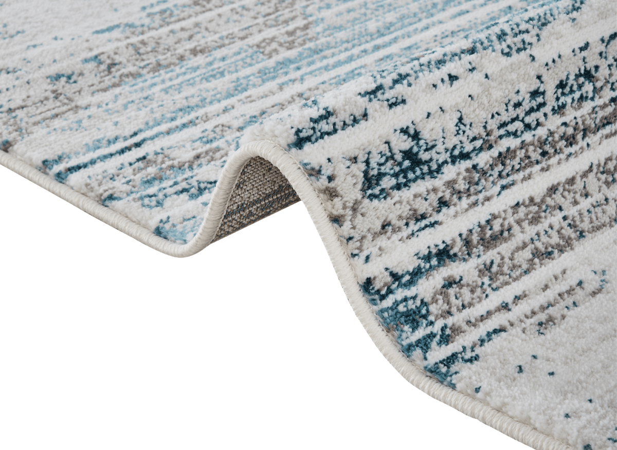 Tapis motif abstrait beige et bleu 160 x 230 cm AURORA - DécoInParis