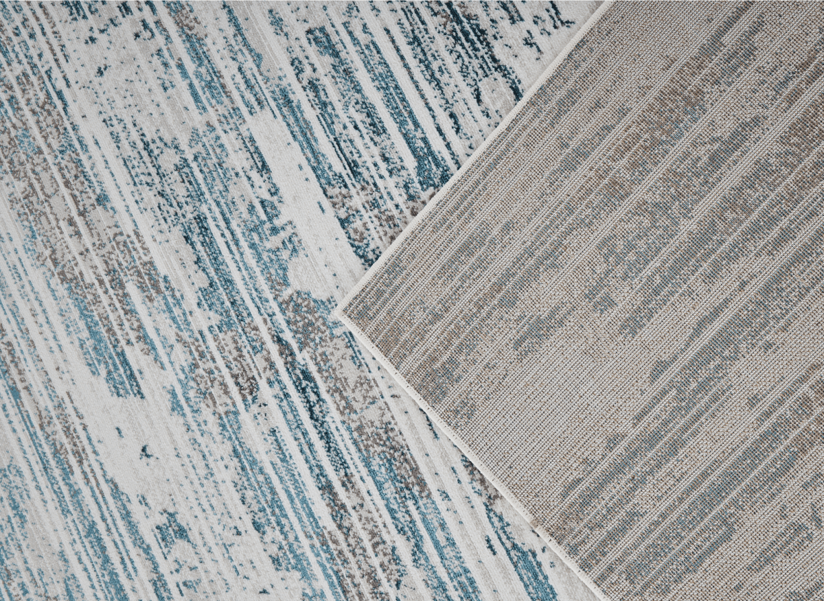 Tapis motif abstrait beige et bleu 200 x 290 cm AURORA - DécoInParis