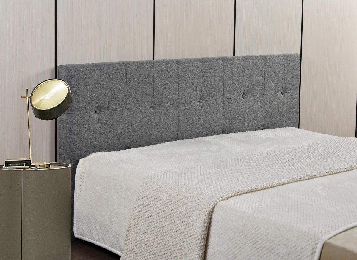 Tête de lit capitonnée en tissu gris 180 cm DOMICE - DécoInParis