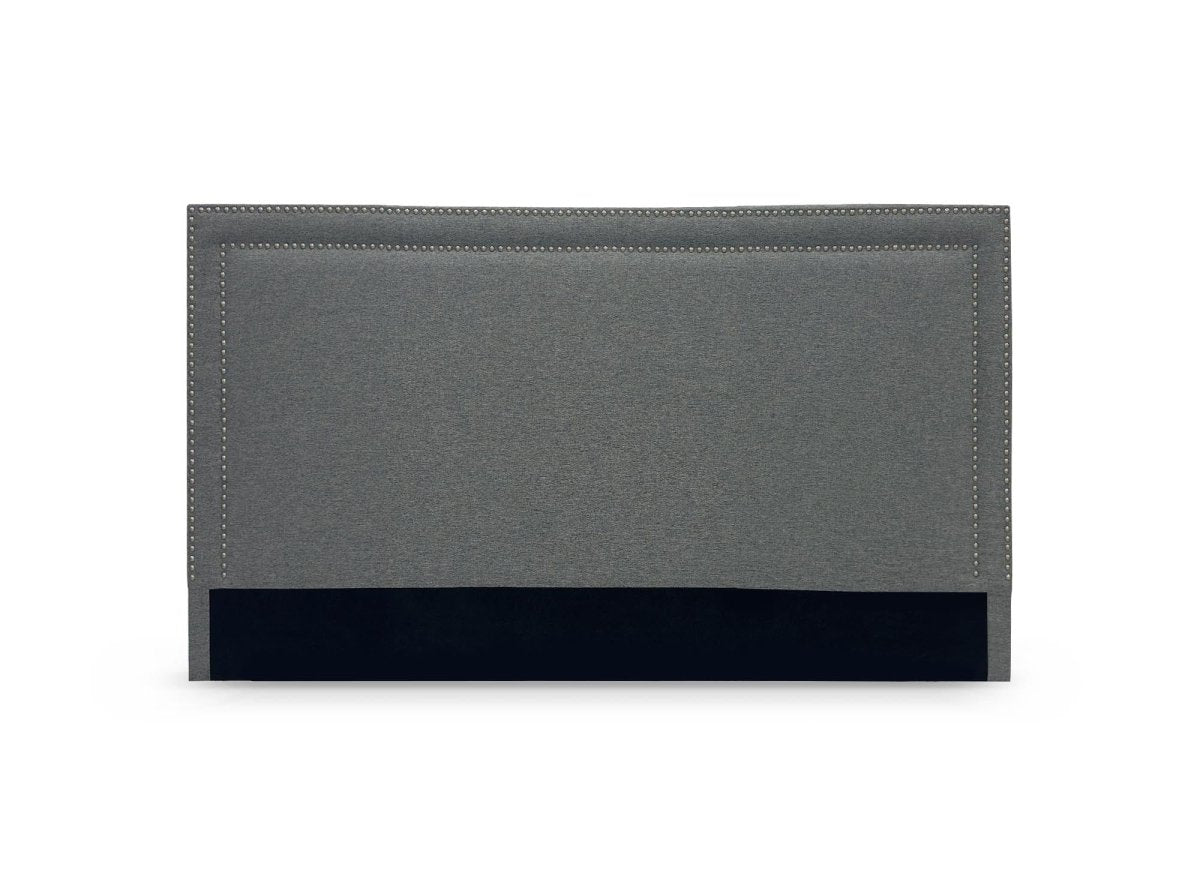 Tête de lit cloutée en tissu lin gris 140 cm LYVE - DécoInParis