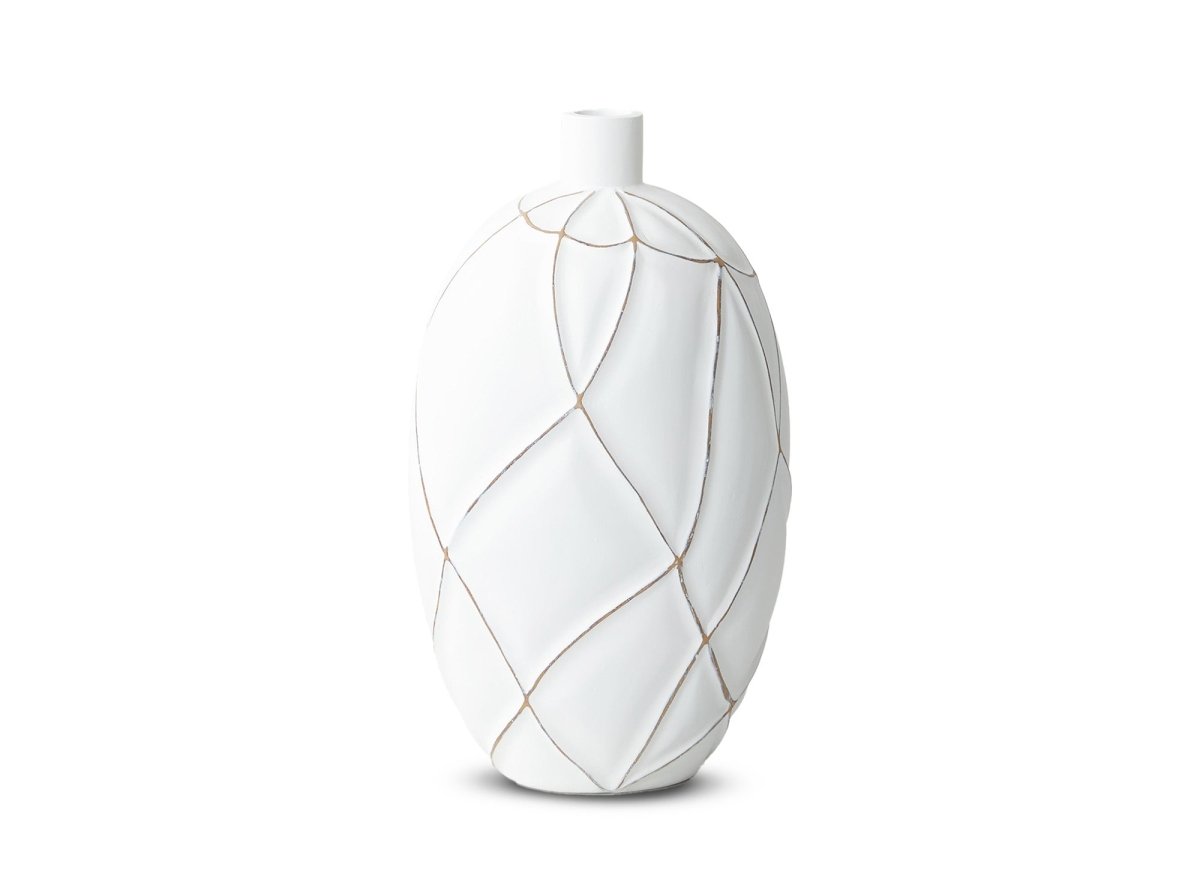 Vase boule en polyrésine blanc H38 cm LUNA - DécoInParis