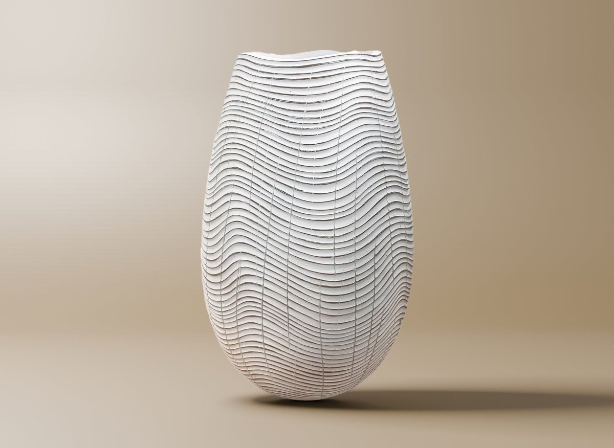 Vase design en résine blanc H30 cm VAGUE - DécoInParis