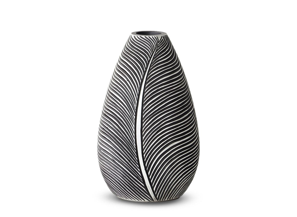 Vase en résine noir et blanc H30 cm EBENE - DécoInParis
