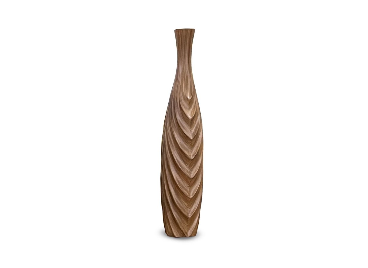 Vase haut en polyrésine imitation bois H49 cm DERYA - DécoInParis