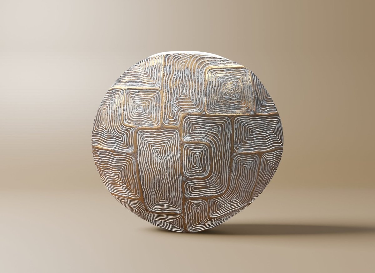 Vase rond en résine blanc et doré H34 cm ARBORA - DécoInParis